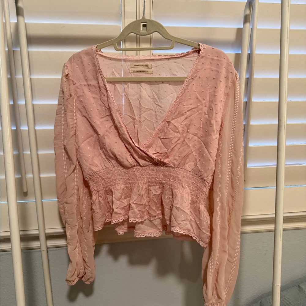 Urban Outfitters Light Pink Textured Blouse
